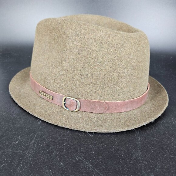 Pendleton Fedora Hat Lid Medium 22" Green Olive Wool Leather Band Classic USA - Picture 5 of 9